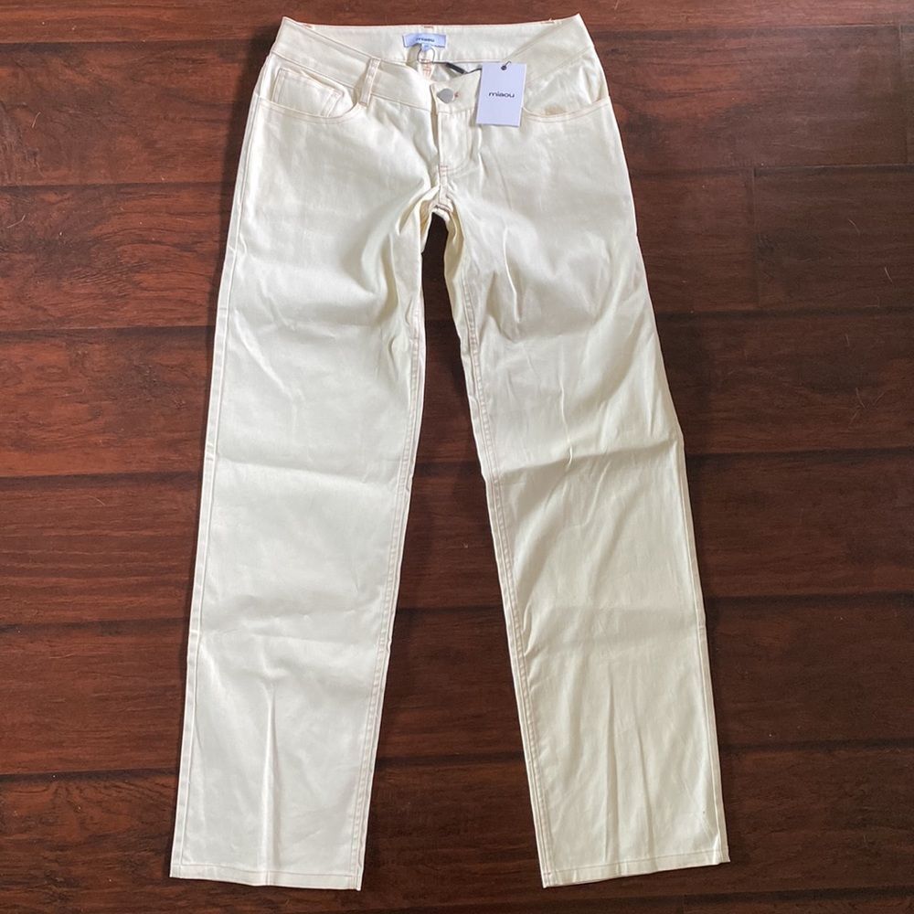 Miaou Cream Straight-Leg Pants - Picture 2 of 6